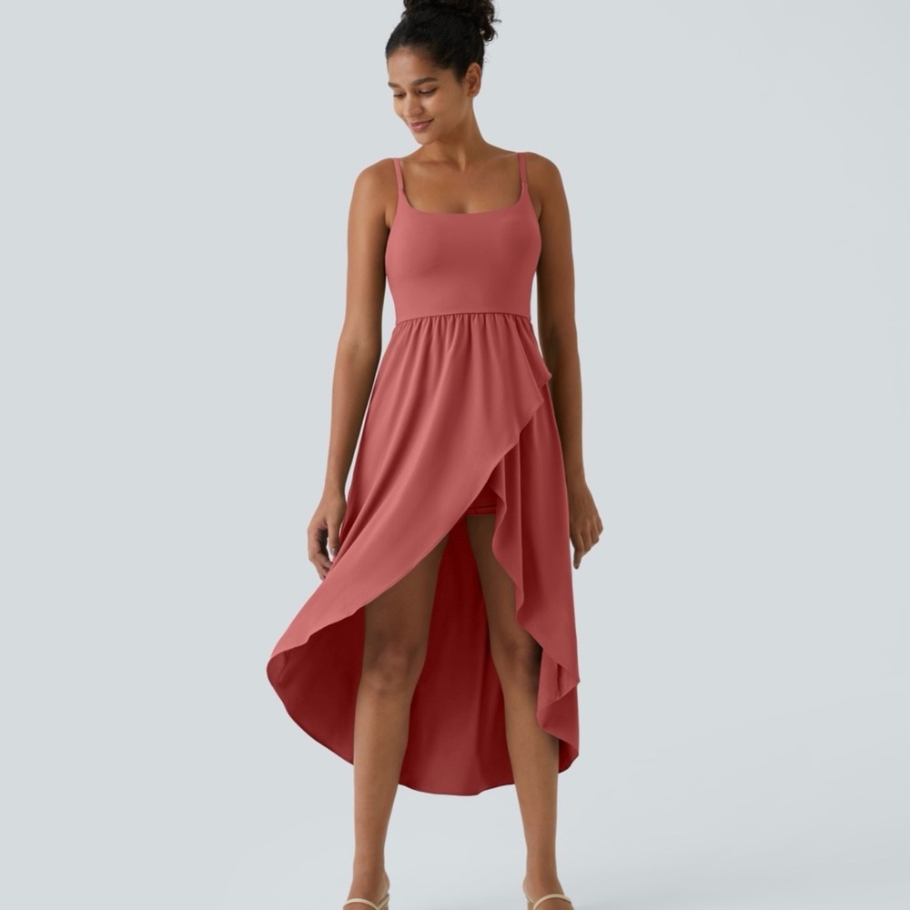 NWT HALARA Dusty Rose High-Low Midi Dress